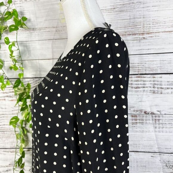 J Crew Blouse Top size 4 Black Ivory Polka Dots Modest Career Church Wedding - Picture 10 of 14